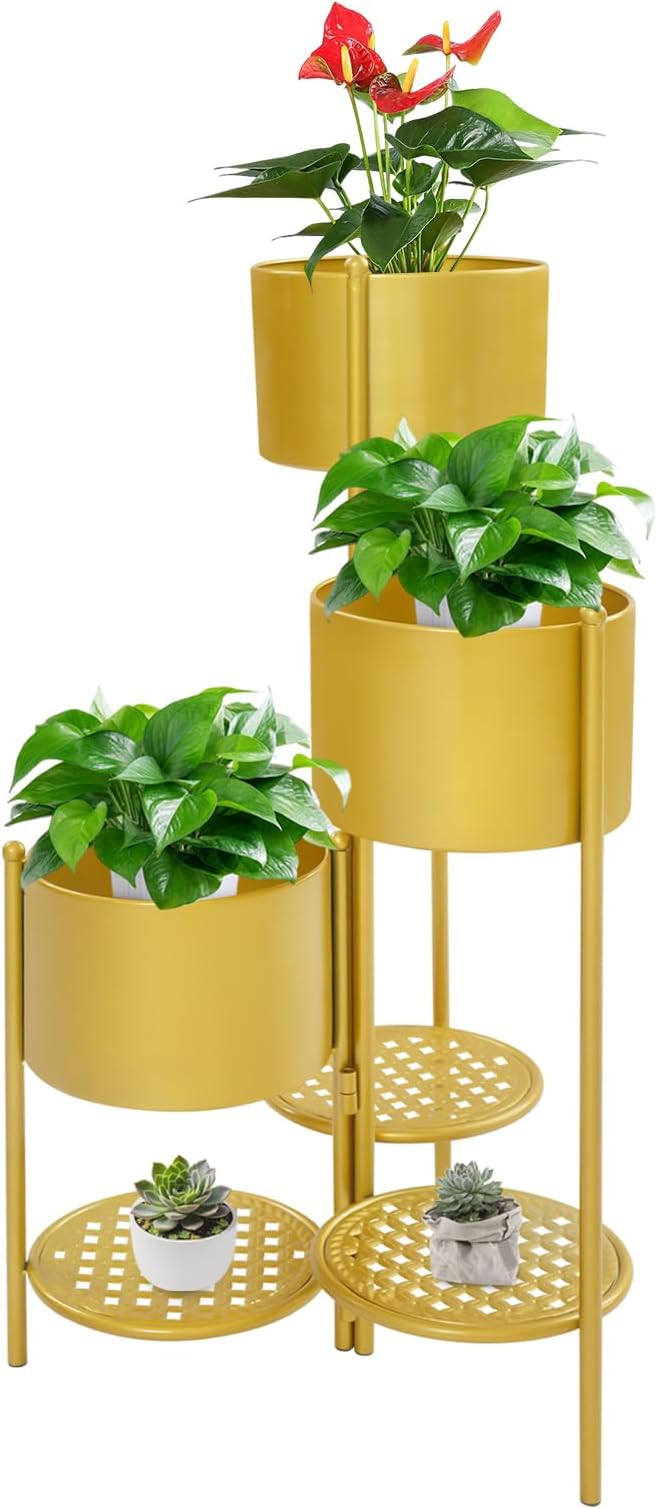 Foldable Corner Plant Stand Shelf, Indoor Outdoor Metal Flower Pot Holder - Image 6