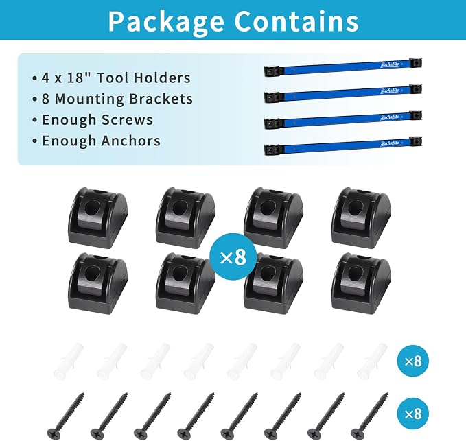 4 Pieces 18" Magnetic Tool Holder Strip, Metal Tool Organizer Rack - Image 7