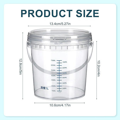 Small Bucket with Lid, 0.3gal PP Clear Bucket with Graduated Pail Measuring - Image 2