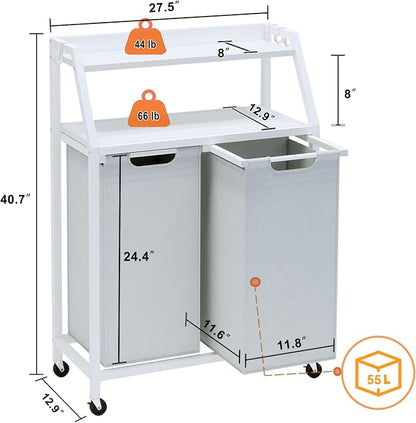 Laundry Hamper, Laundry Sorter 2 Section, Rolling Laundry Basket - Image 7