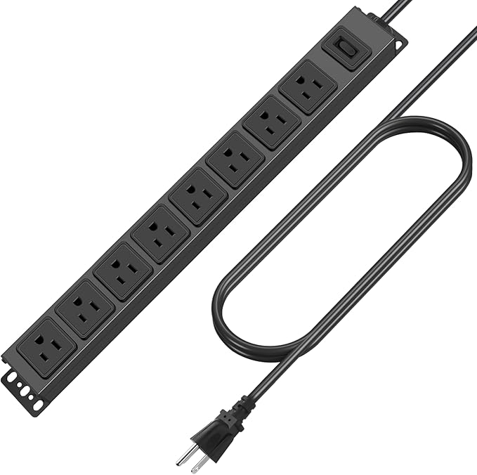 HHSOET Magnetic Mount Power Strip, 8 Outlet Mountable Socket, Metal Heavy Duty by HHSOET