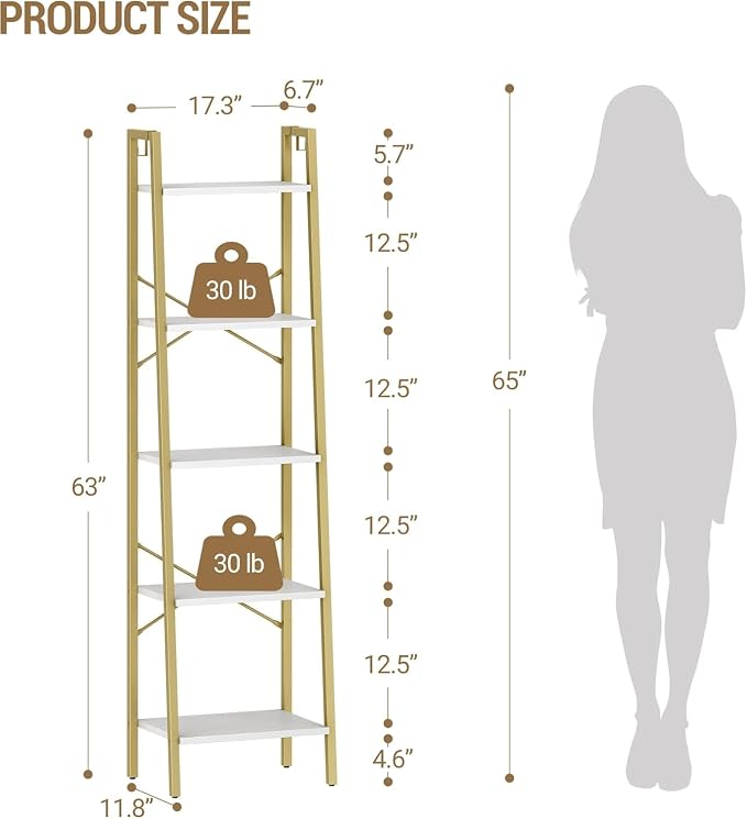 Hzuaneri Ladder Shelf, Freestanding Corner Storage Shelf | Bookcase - Image 2