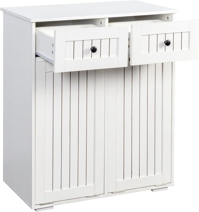 Laundry Hamper Cabinet with 2 Baskets & 2 Drawers, 31.5" Bathroom Clothes - Image 9