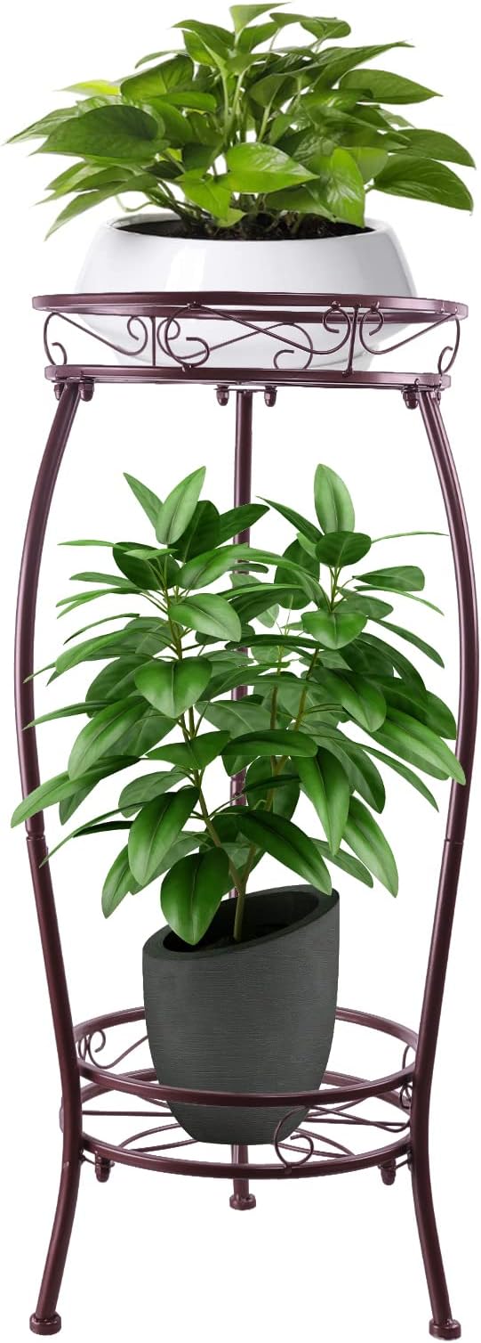 Metal Plant Stand, Indoor Outdoor 2 Tiers Tall Plant Stands, 27.1'' Iron Corner by YHIJURS