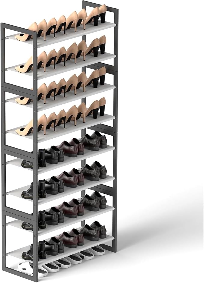 8-Tier Tall Shoe Rack, Stackable Zero-Wobble Metal Frame by ORCHIDLEAF-HOME