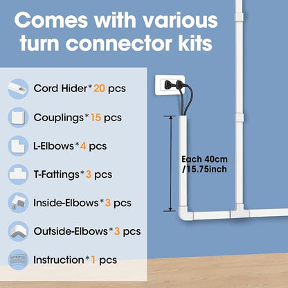 315in Cord Hider Kit, Paintable Cable Raceway, Cord Covers - Image 4