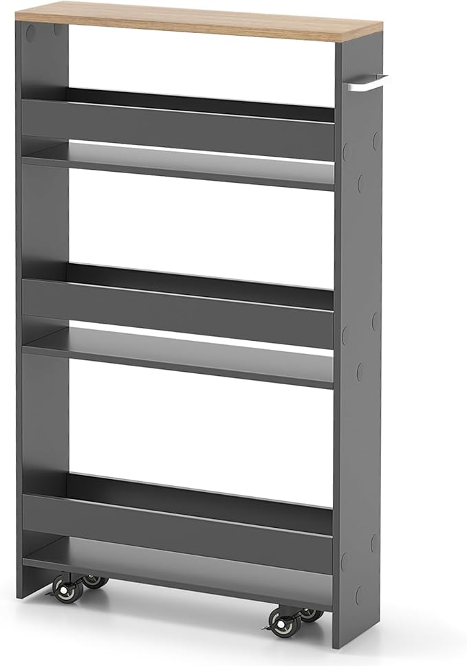 MAT EXPERT Slim Rolling Storage Cart, 4-Tier Freestanding Slim Storage Cart by MATEXPERT