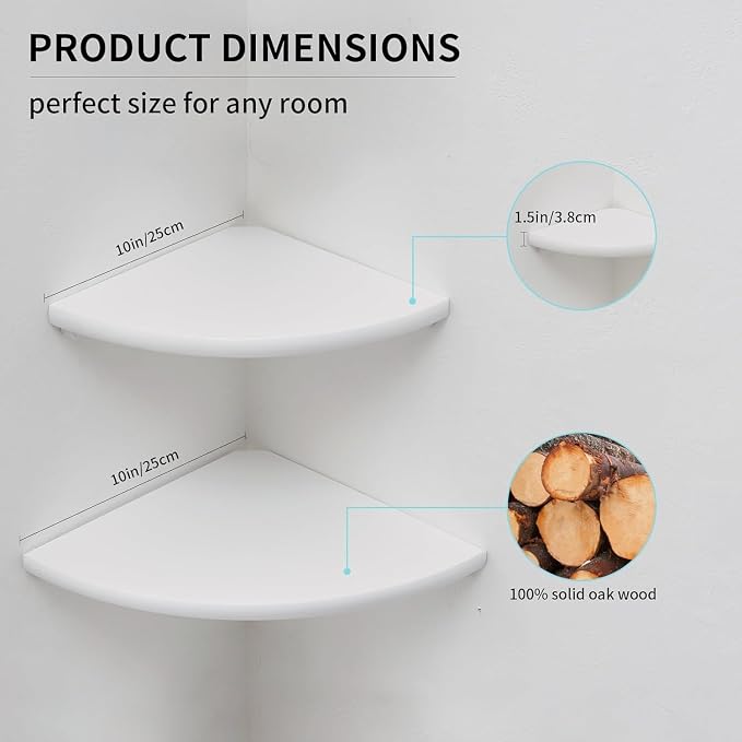 Corner Shelves, Floating Corner Shelf, Round End Wall Mount - Image 5