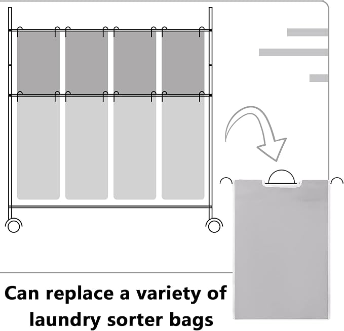 Bonuci 3 Pcs Laundry Sorter Replacement Bags Hamper Cart Removable Replacement - Image 4