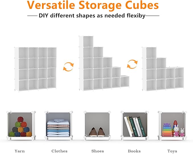 AWTATOS Cube Storage Organizer, 16 Cube Closet Organizer, DIY Portable Closet - Image 6