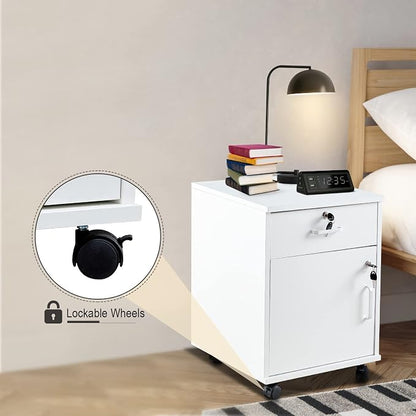 File Cabinet with Lock and Drawer, Mobile Under Desk Storage Cabinet with 360° - Image 5