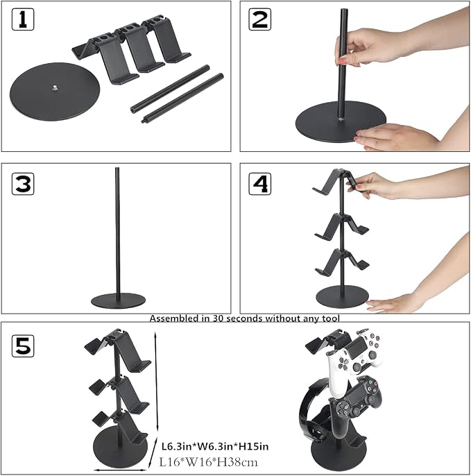 Controller Stand 3 Tier, Headphone Holder, Xbox PS4 PS5 Nintendo Switch - Image 5