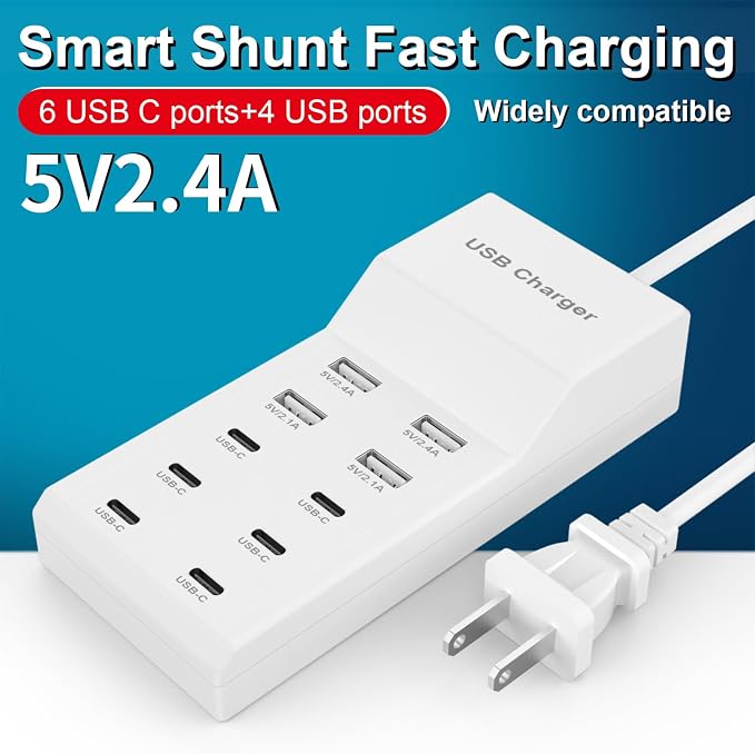 USB Charging Station for Multiple Devices USB Wall Charger Power Hub Strip - Image 5
