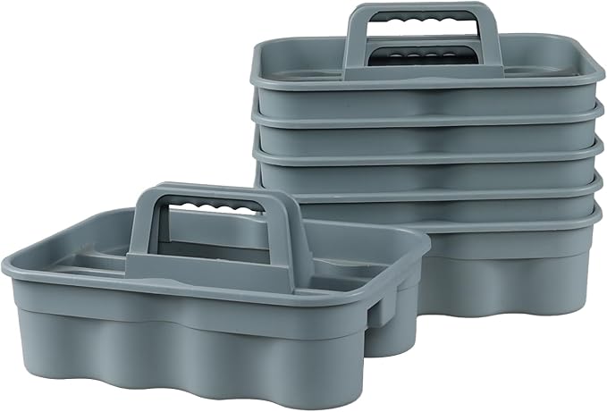 6 Pack Plastic 2 Compartments Cleaning Supplies Caddy, Commercial Carry Caddy - Image 7