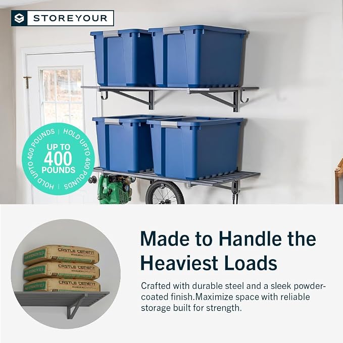 StoreYourBoard Heavy Duty Garage Shelf Wall Mount 2ft x 4ft – Wall-Mounted - Image 5