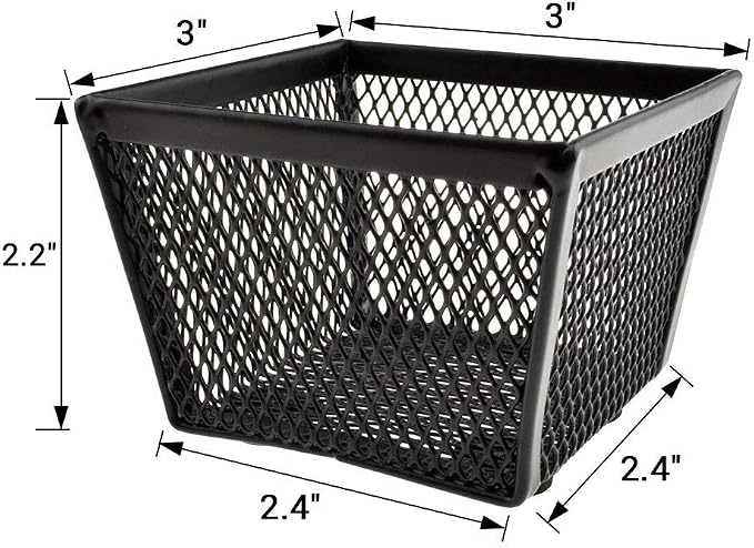 HAHIYO Stackable Paper Clip Mesh Holder cup 2.2" Height 2 Pack Black Sturdy - Image 2