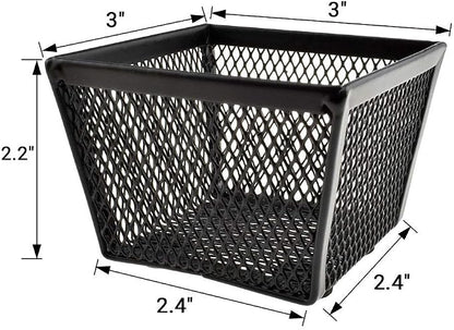 HAHIYO Stackable Paper Clip Mesh Holder cup 2.2" Height 2 Pack Black Sturdy - Image 2