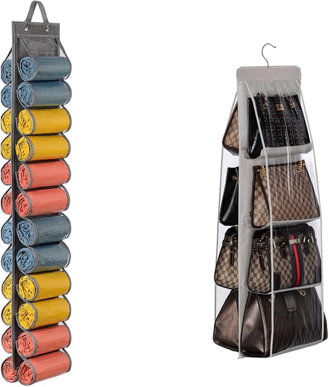 Lirex 8-Pocket Hanging Purse Organizer and 24 Pockets Scarf Organizer Bundle by Lirex