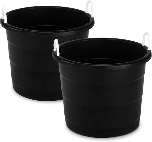 Homz 2 Pack of 17 Gallon Storage Buckets, Durable Plastic Containers, Sturdy by Homz