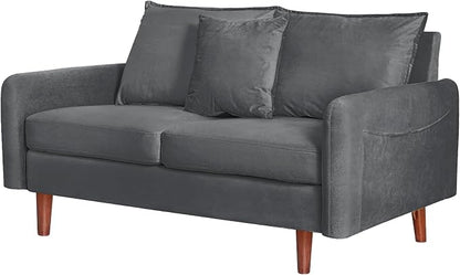 56.1" Sofa, Round armrest Velvet Loveseat, mid-Century Modern Style, Luxurious - Image 7