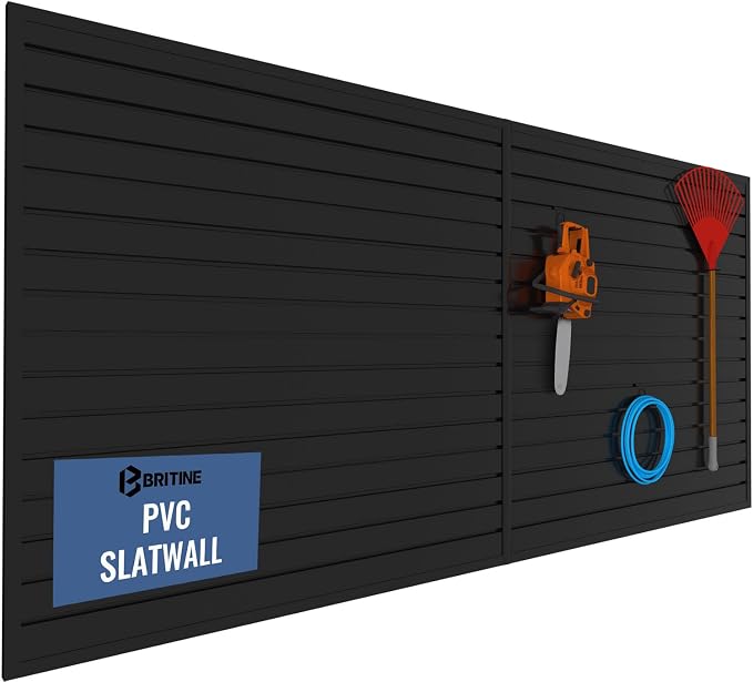 Slatwall Panel Garage Organizer PVC Slatwall Heavy Duty Wall Mounted Rack by BRITINE