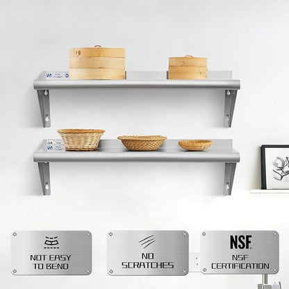 Hally Stainless Steel Shelf Wall Mounted Metal Shelf Wall Shelf 10 x 30 NSF - Image 4