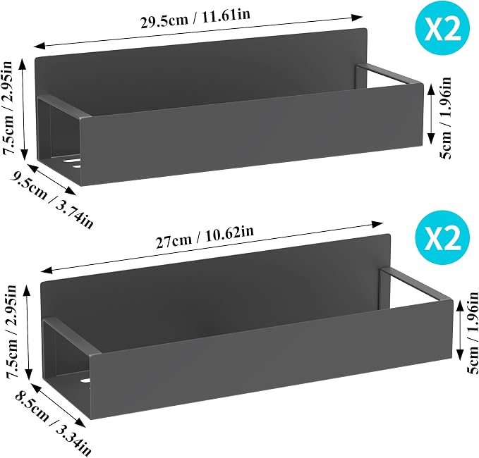 Metal Magnetic Spice Rack for Refrigerator Dark Gray, 4 Pack | Magnetic Shelves - Image 7