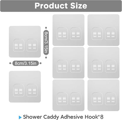 8 Pack Shower Caddy Adhesive Replacement, Strong Adhesive Double Hooks - Image 2