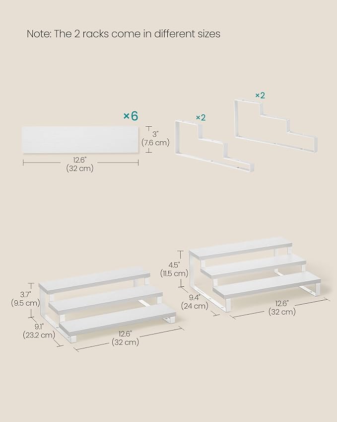 SONGMICS Display Risers, 3-Tier Cupcake Stand Holder, Spice Rack, Shelf Risers - Image 6