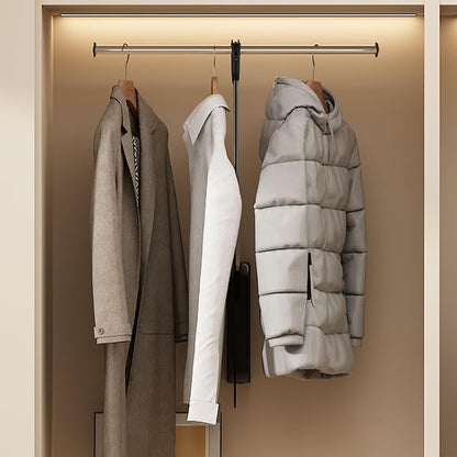 Pull Down Closet Rod, 26 Inch Soft-Close Buffering Clothing Organizer, by Unknown