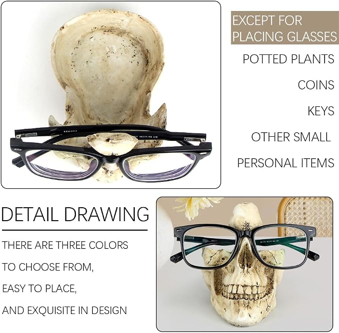 Mrlikale Skull Glasses Stand Holder, Creative Eyeglasses Holder, Sunglasses - Image 6