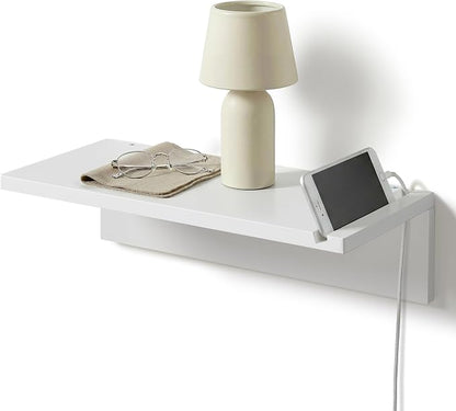 White Floating Nightstand Pine Small Bedside Table Wall Mounted | 16inch Wide - Image 9