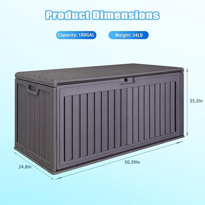100 Gallon Outdoor Storage Box Waterproof, Resin Deck Box - Image 7