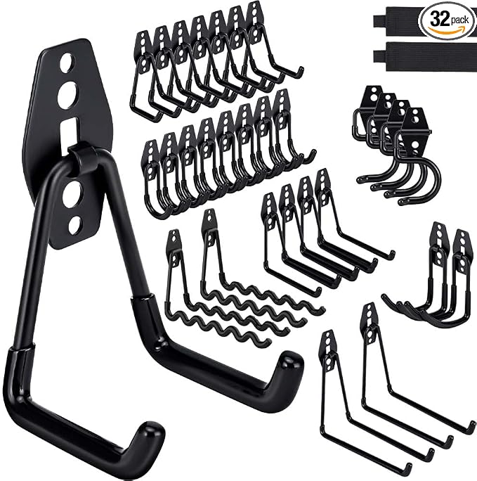32 Pack Garage Hooks Heavy Duty, Utility Steel Garage Storage Hooks, Wall Mount by Dorisy