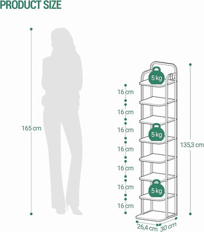Hzuaneri 8 Tiers Vertical Shoe Rack, Narrow Shoe Tower, Tall Shoes Shelf - Image 2