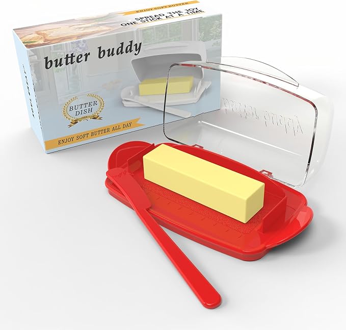 Butter Dishes with Lid for Countertop Refrigerator, Plastic Butter Dish Clear by SoulCreat
