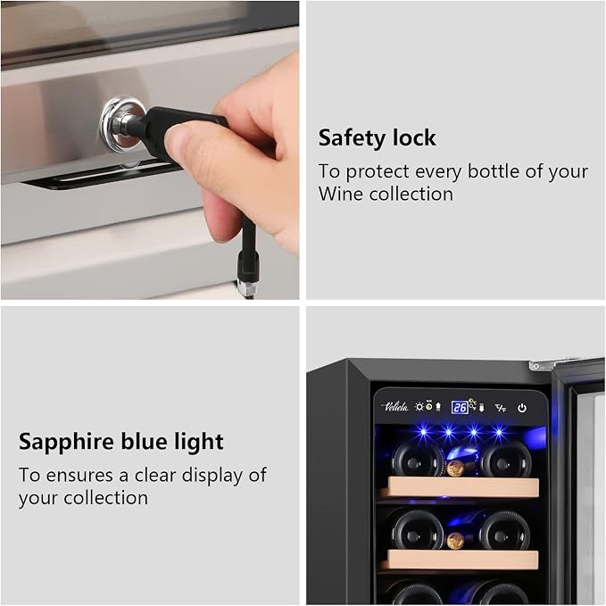 12 Inch Wine Cooler Refrigerator, Mini Wine Fridge 18 Bottle Capacity, Built-in - Image 5
