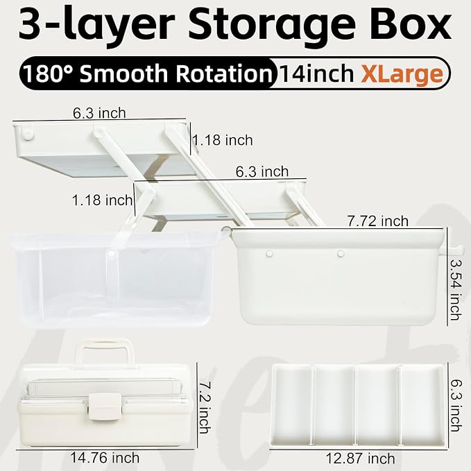 TERGOO 14in 3-Layer Multipurpose Craft Organizers and Storage - Image 2