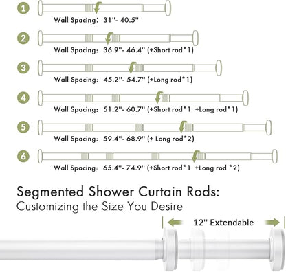 AmazerBath Spring Tension Shower Curtain Rod, 31-75 Inches Heavy Duty Tension - Image 2