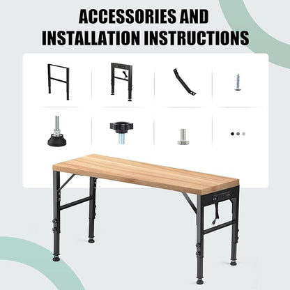 OLBRUS 19.6-Inch Depth Workbench Frame, Height Adjustable 28.5" to 33.8" - Image 6