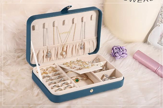 LANDICI Small Jewelry Box for Women Girls, PU Leather Travel Jewelry Organizer - Image 8
