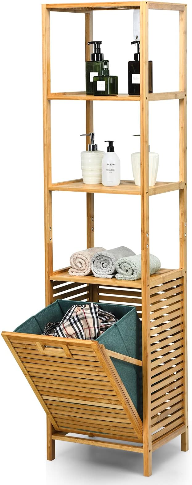 Giantex 63'' Tilt Out Laundry Hamper and 4-Tier Storage Shelves, Removable by Giantex