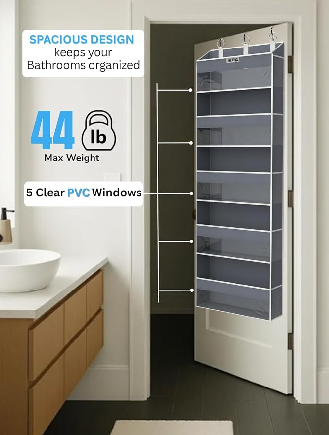 Over the Door Organizer with 5 Large Pockets & 10 Mesh Side Pockets – Durable - Image 4