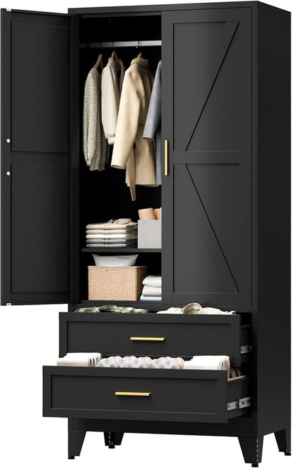 71" Tall Metal Wardrobe Cabinet by LCAOPC