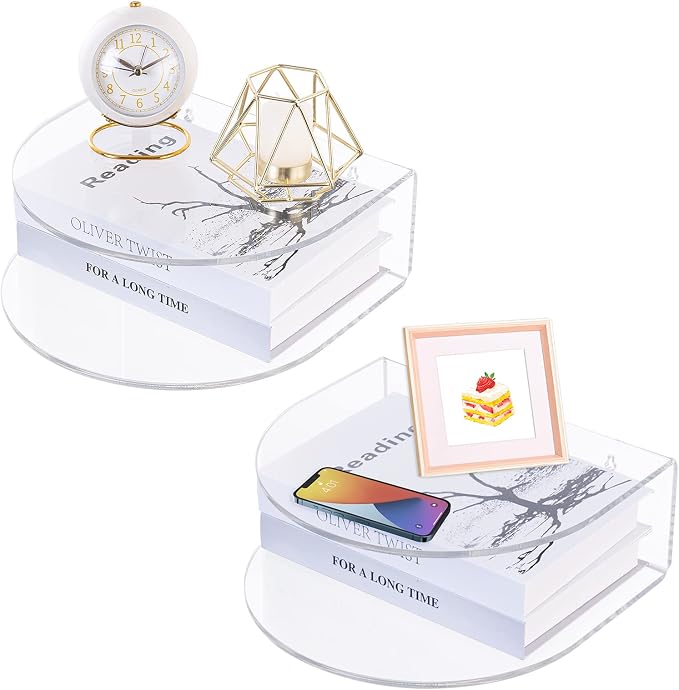 HMYHUM Acrylic Floating Nightstand Set of 2, Wall Mounted Bedside Table by HMYHUM