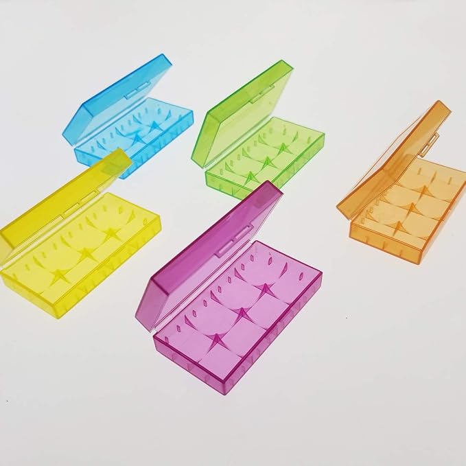 5 PCS Clear Colorful Battery Storage Case Holder Organizer - Image 3