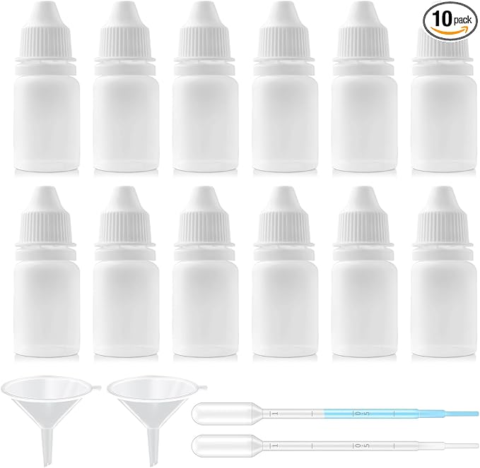 12PCS 5ML White Plastic Empty Squeezable Dropper Bottles Portable Eye Liquid by Unknown