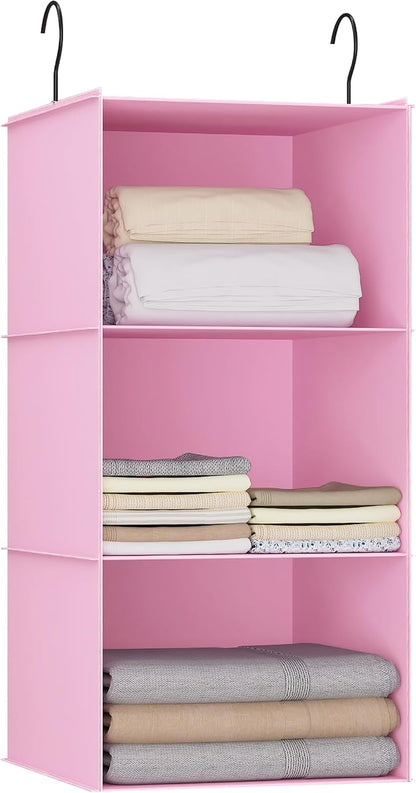Hanging Closet Organizer and Storage 3-Shelf, Easy Mount Foldable Hanging by DonYeco