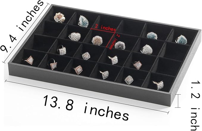 Stratalife 24 Grid Jewelry Organizer Tray, Stackable Drawer Earring Organizer - Image 2