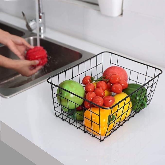 Kitchen Wire Baskets Farmhouse Decor Metal Food Storage Organizer, Household - Image 7